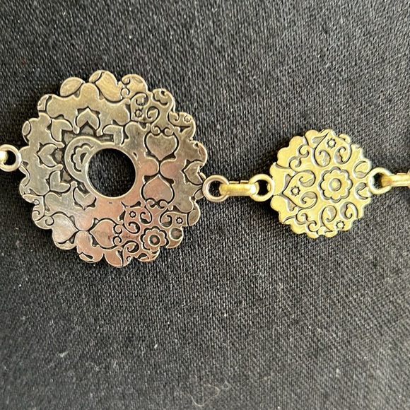 Women’s Chainlink Silver Gold Tone Reversible Floral Details Belt 70s Look Feel - Picture 15 of 15